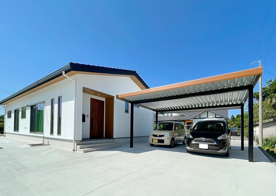 日置市で新築のお宅で2台用カーポートを担当 インフォメーション住宅産業 鹿児島で外構 エクステリア工事
